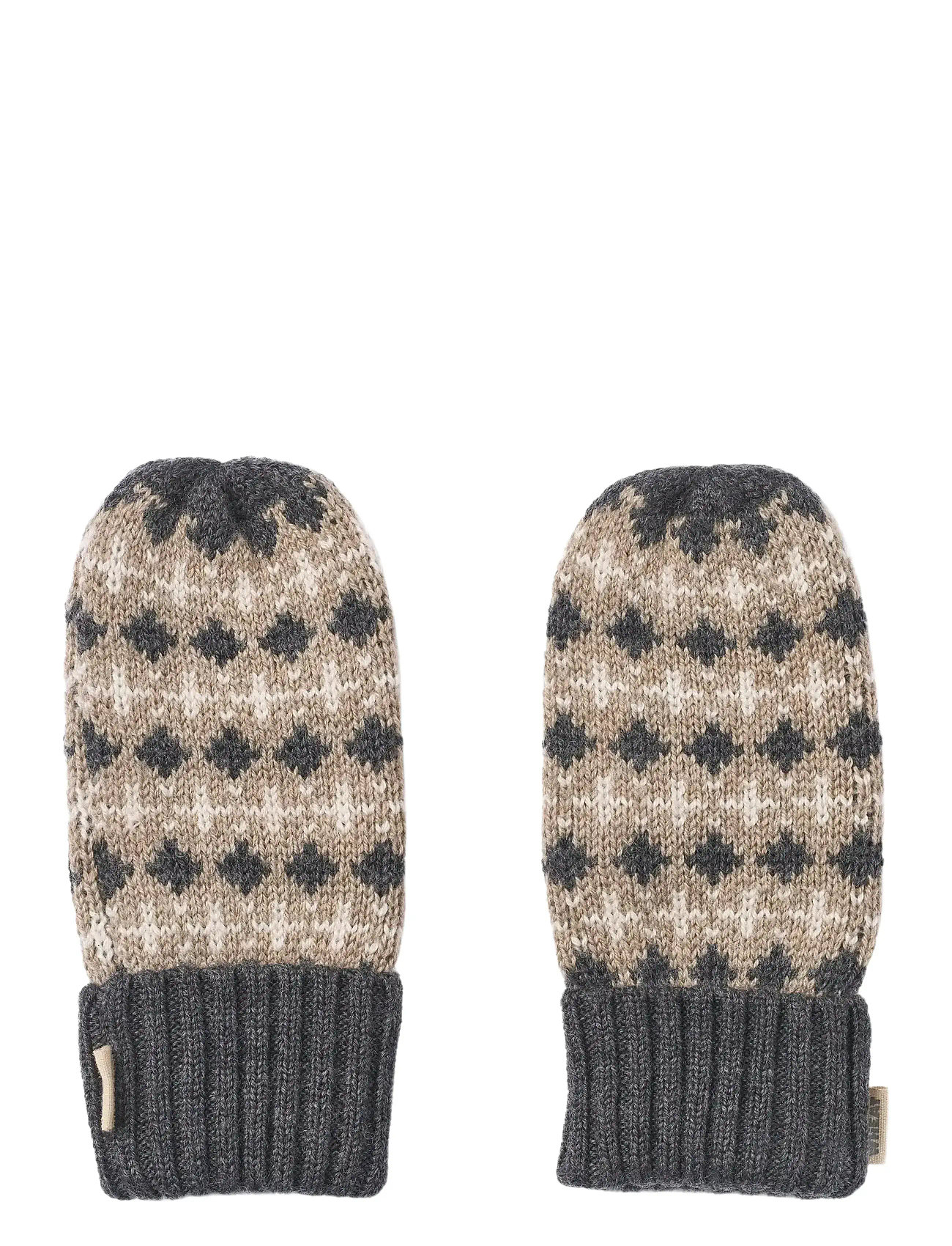 Wheat Jacquard Mittens Haansi, L, Grey, Handsker Og Vanter > Vanter, Børn
