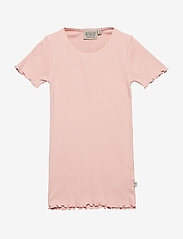 Rib T-Shirt Lace SS - ROSE TAN