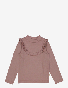 T-shirt Wool Ruffle LS - langermede t-skjorter - dusty lilac