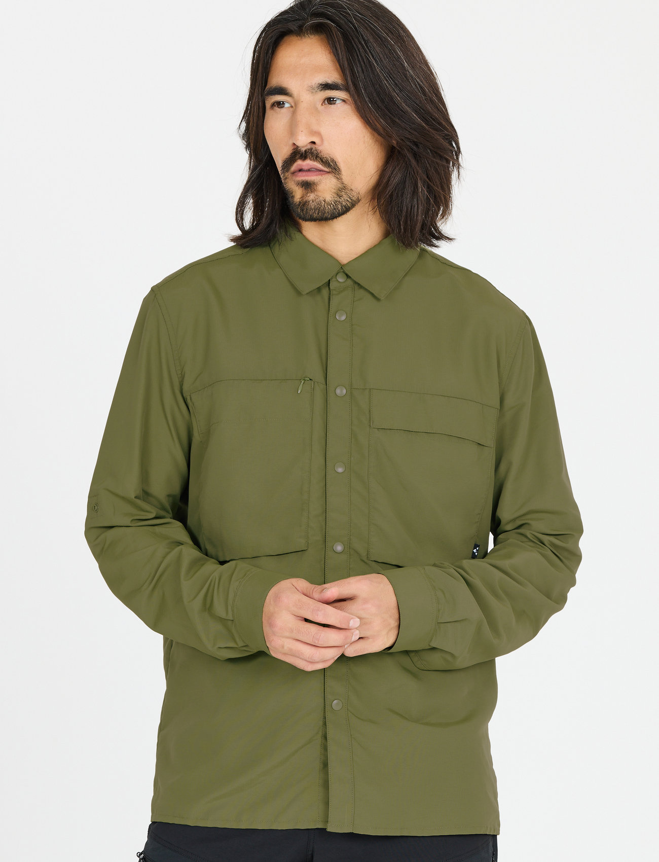 Whistler Elm M L-S Shirt, XXL, Khaki green, Sport Overdele > Sport Shirts, Herre