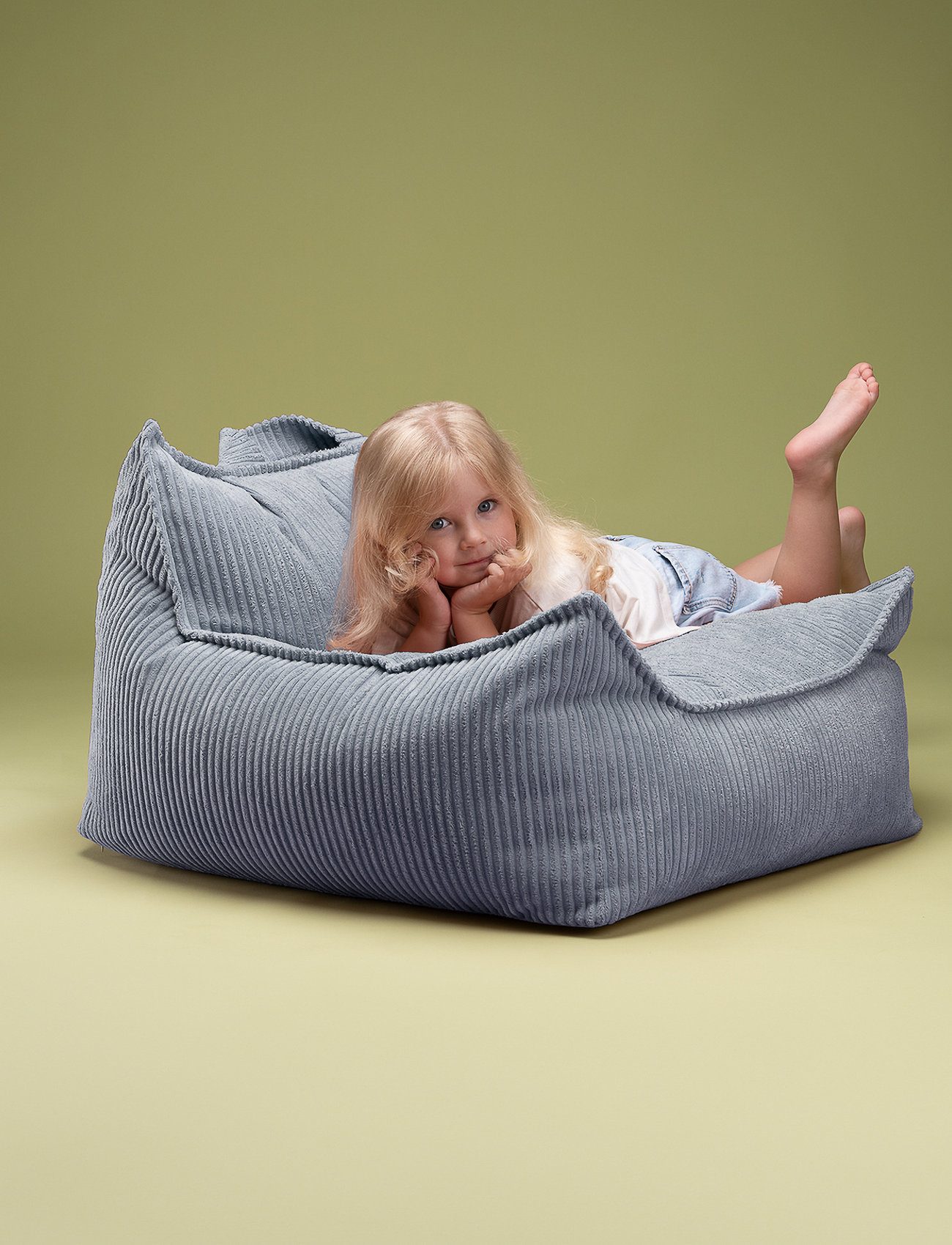 Wigiwama Beanbag Chair Corduroy, 80X 70X 50 cm, Blue, Møbler > Puffer, Børn