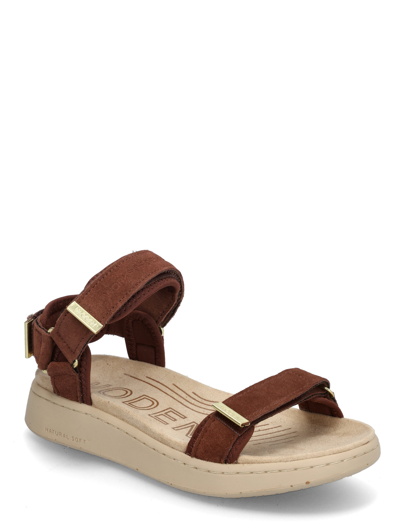 Line Suede Flate Sandaler Brown WODEN