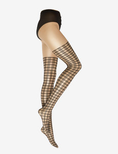 Check Lines Tights - stay-ups - fairly light/black