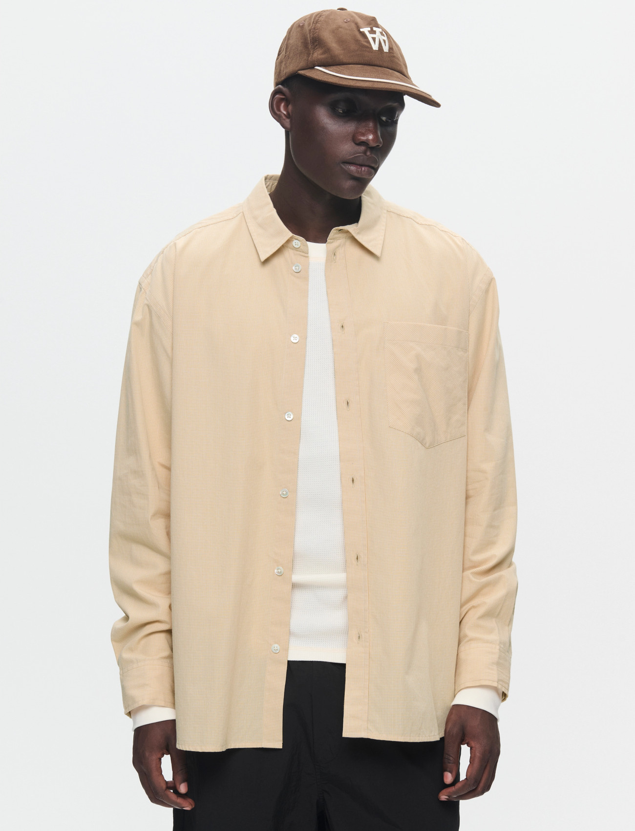 WOOD WOOD Wwday Gingham, M, Cream, Skjorter > Afslappet Shirts, Herre