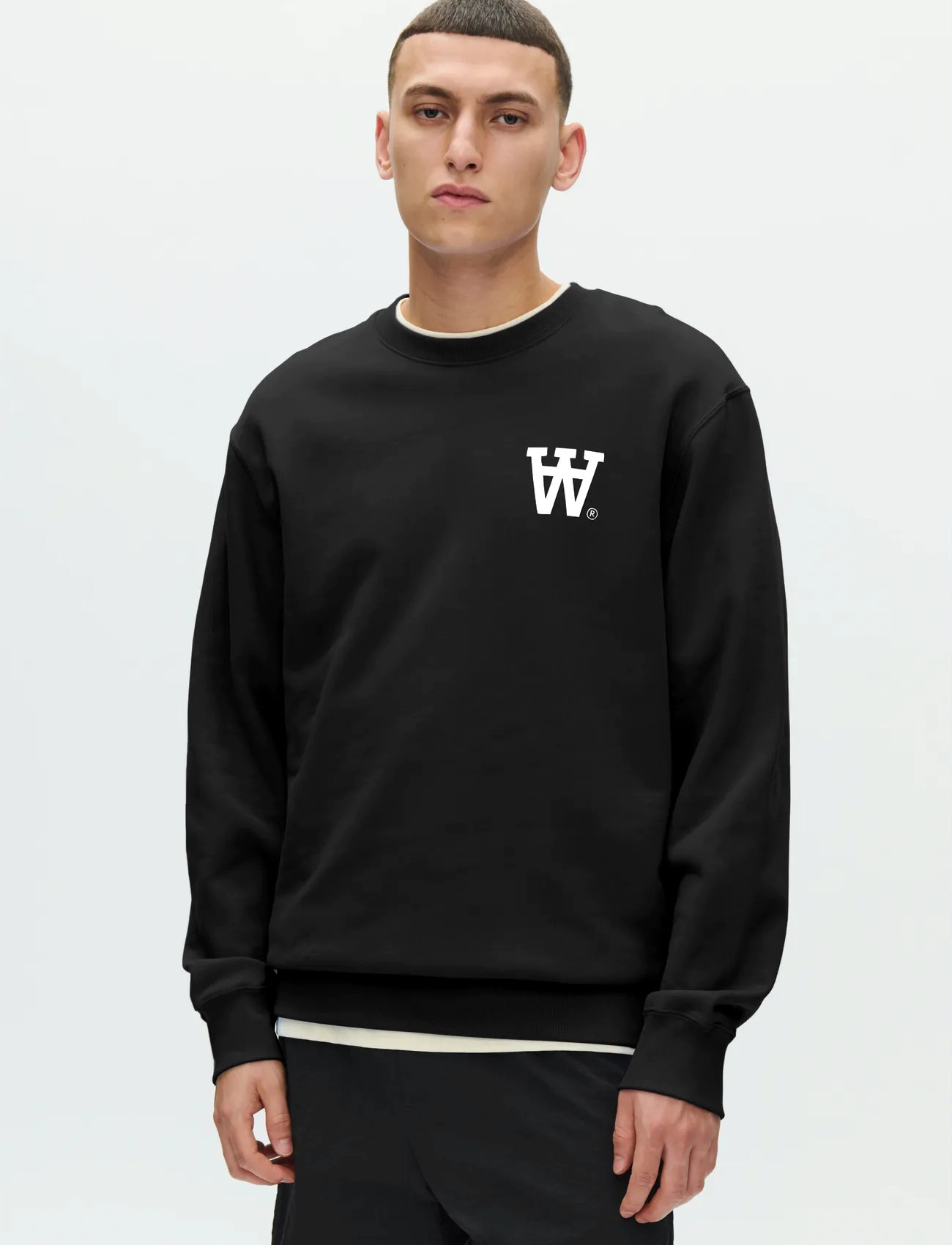 WOOD WOOD Wwnoel Aa Chest Print Sweatshirt, XS, Grey, Sweatshirts & Hættetrøjer > Sweatshirts, Herre
