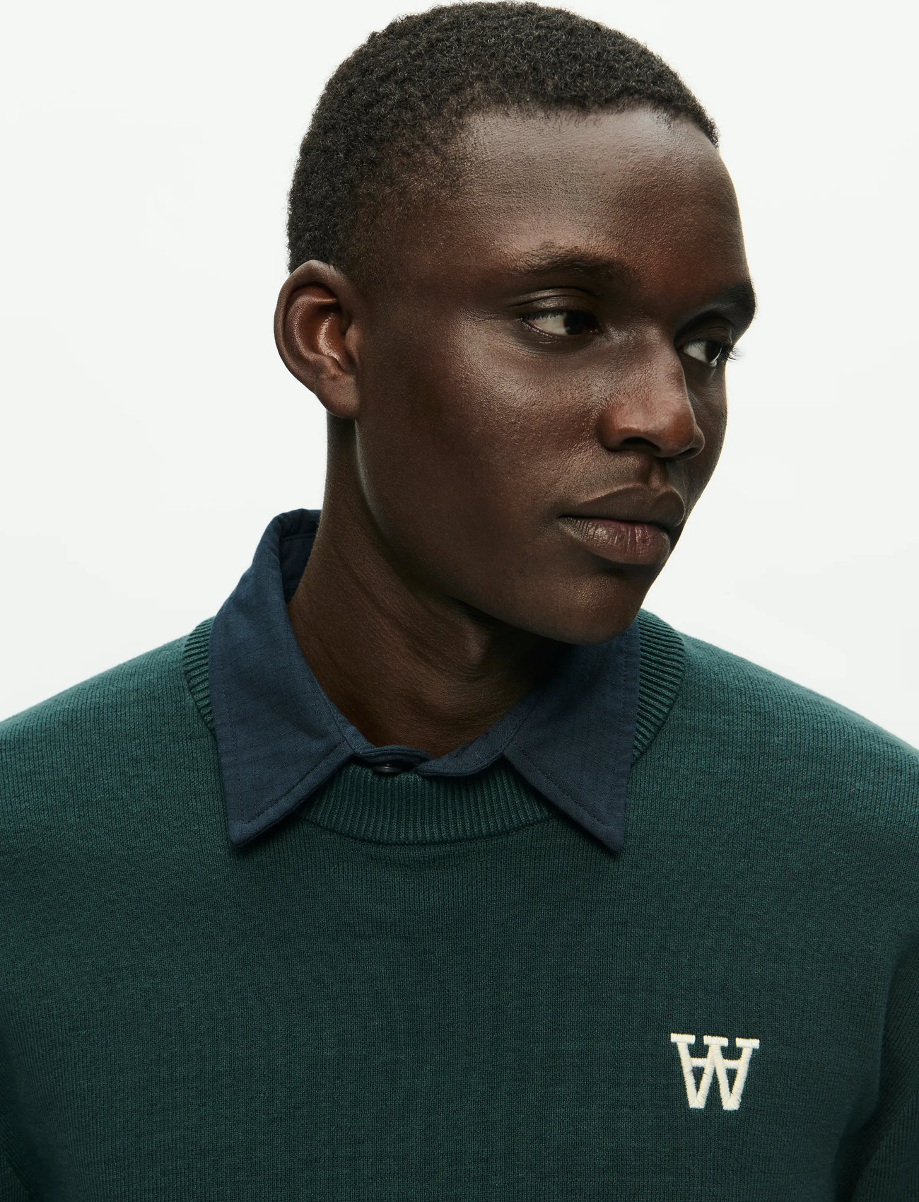 WOOD WOOD Wwcurt Crew Neck 25212, XS, Green, Strik > Runde Halse, Herre