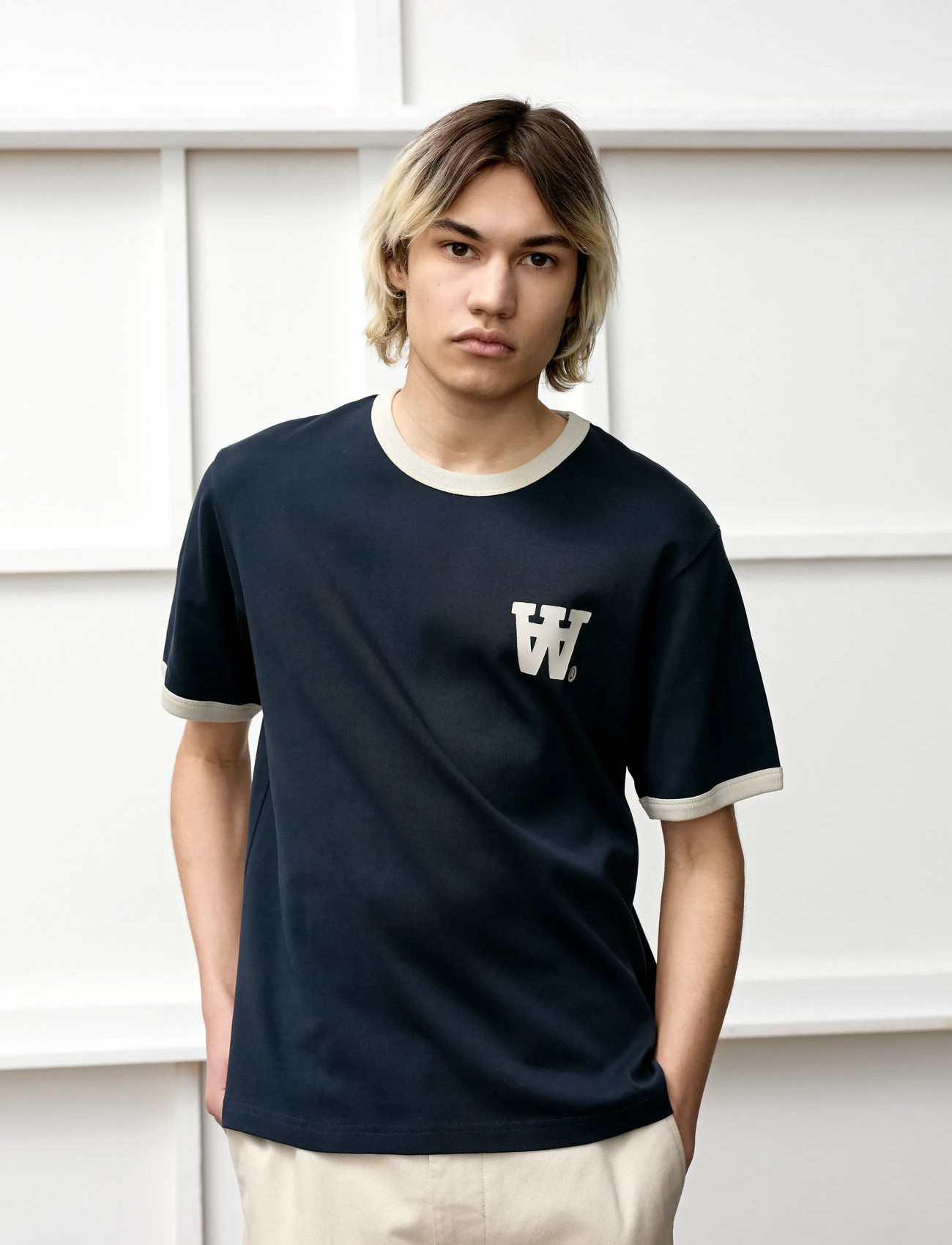 WOOD WOOD Wwparker Tee 25214, L, Blue, T-Shirts > Kortærmede, Herre