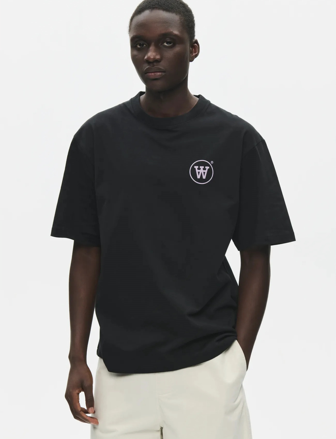 WOOD WOOD Wwliam Tee Aacomp 25074, XL, Black, T-Shirts > Kortærmede, Herre