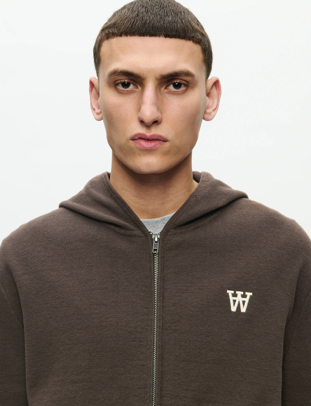WOOD WOOD Wwcurt Zipper 25212, XS, Brown, Sweatshirts & Hættetrøjer > Hættetrøjer, Herre