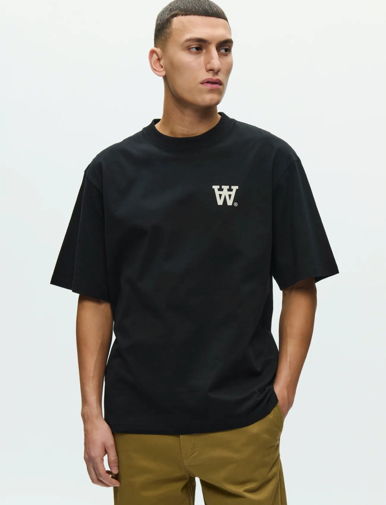 WOOD WOOD Wwliam Tee Fence 25074, XL, Black, T-Shirts > Kortærmede, Herre