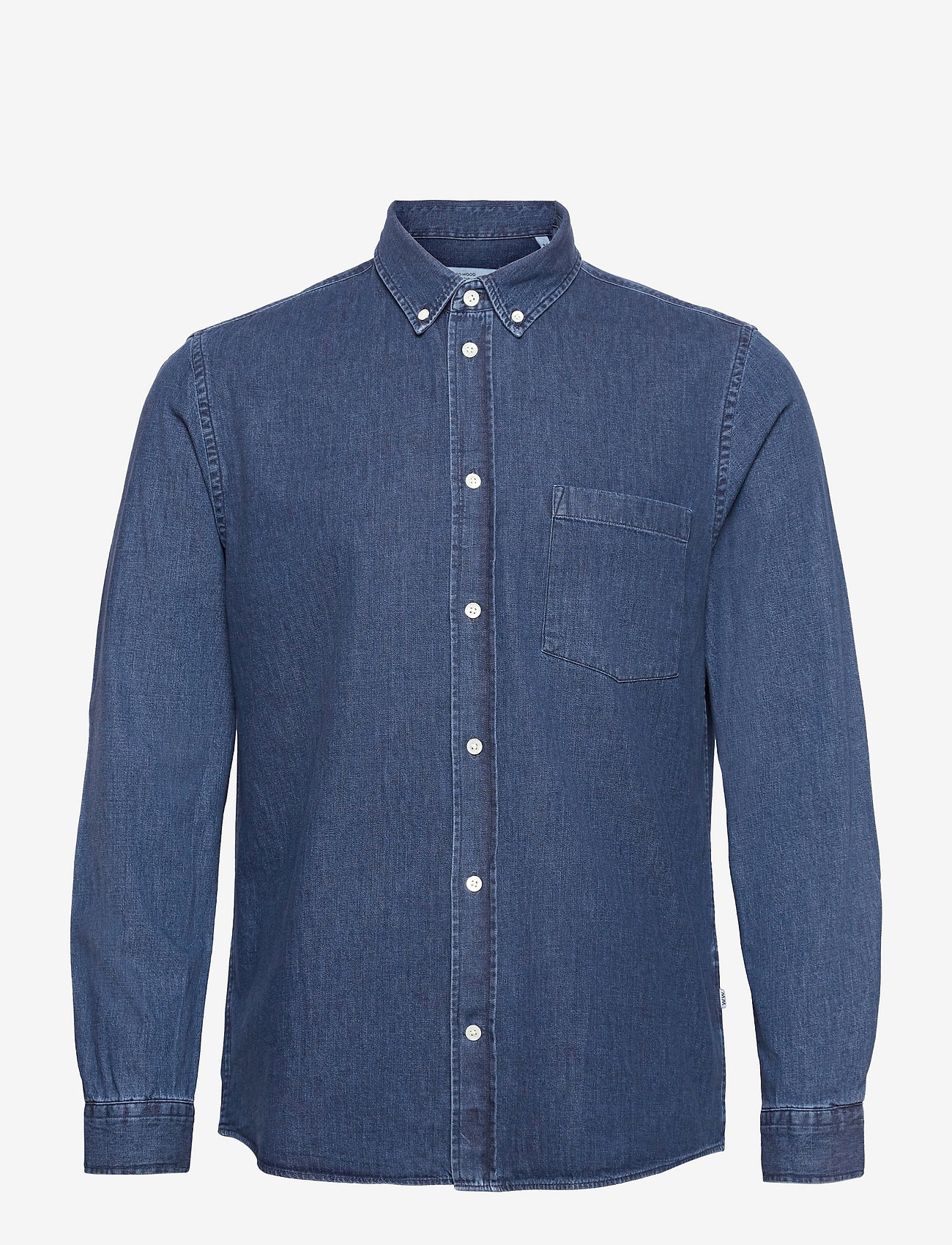 Wood Wood - Andrew classic denim shirt - hørskjorter - stone wash - 0