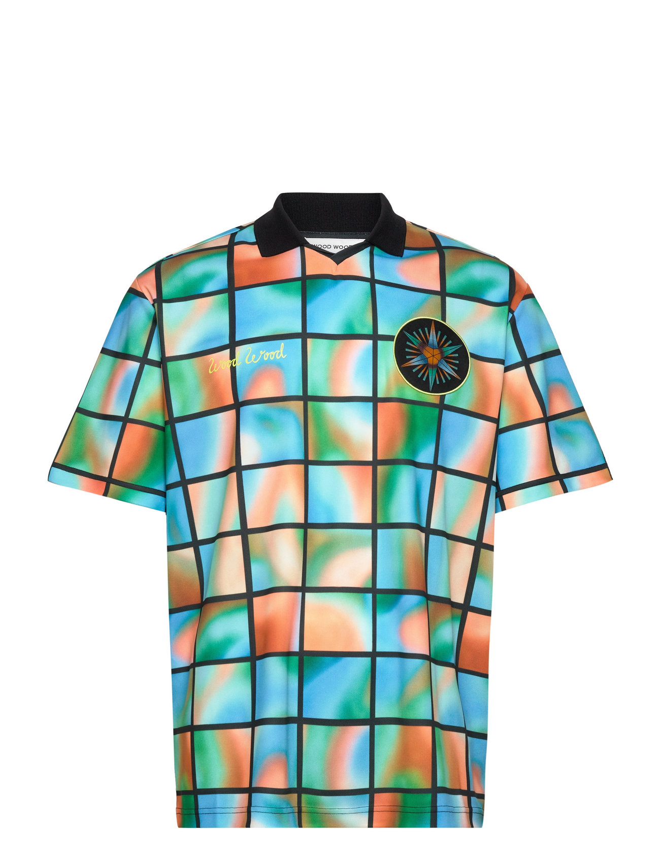 Macca All Over Print T-Shirt Designers Polos Short-sleeved Blue Wood Wood
