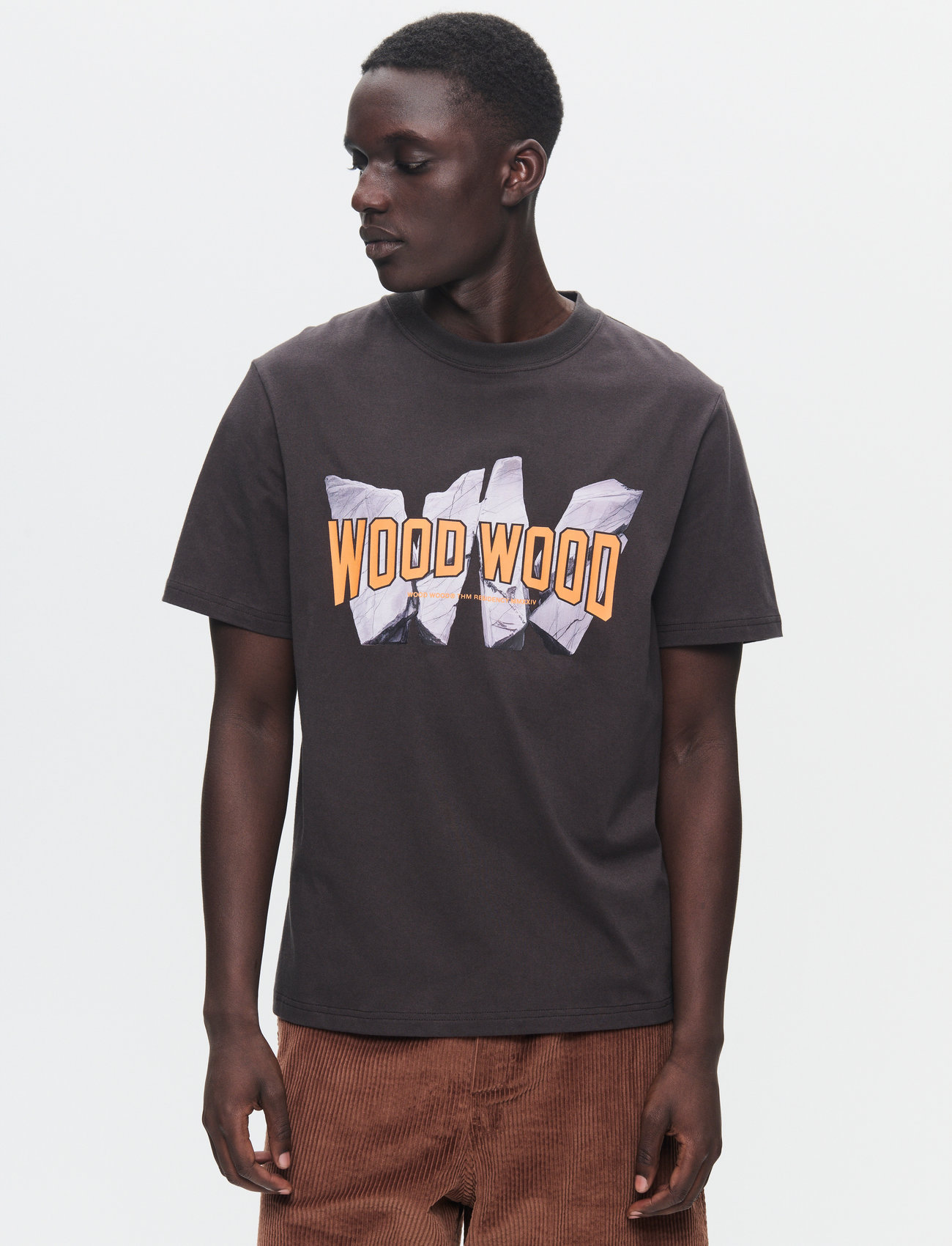 WOOD WOOD Wwbobby Archrock, M, Grey, T-Shirts > Kortærmede, Herre
