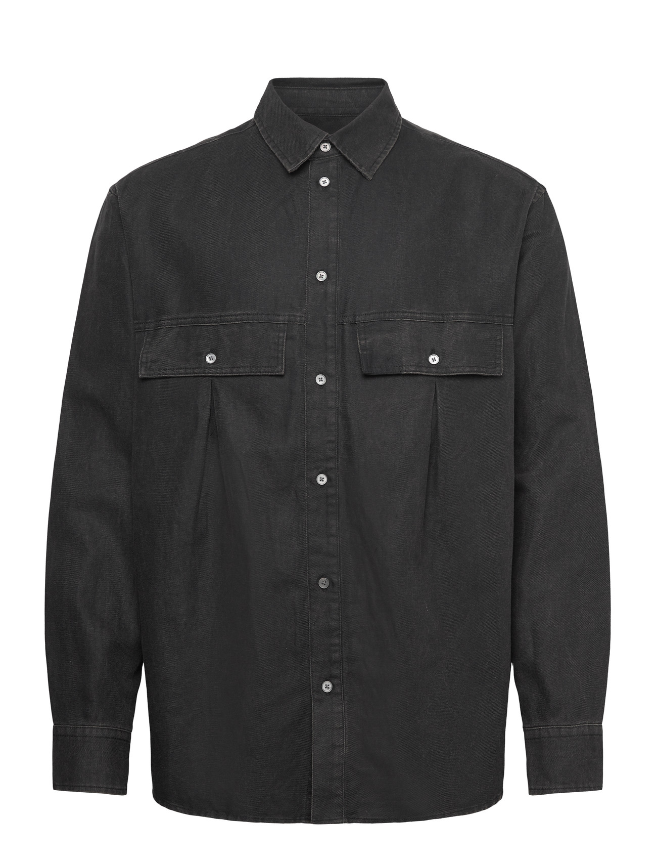 WOOD WOOD Wwnico Pleated Shirt, XL, Black, Skjorter > Afslappet Shirts, Herre