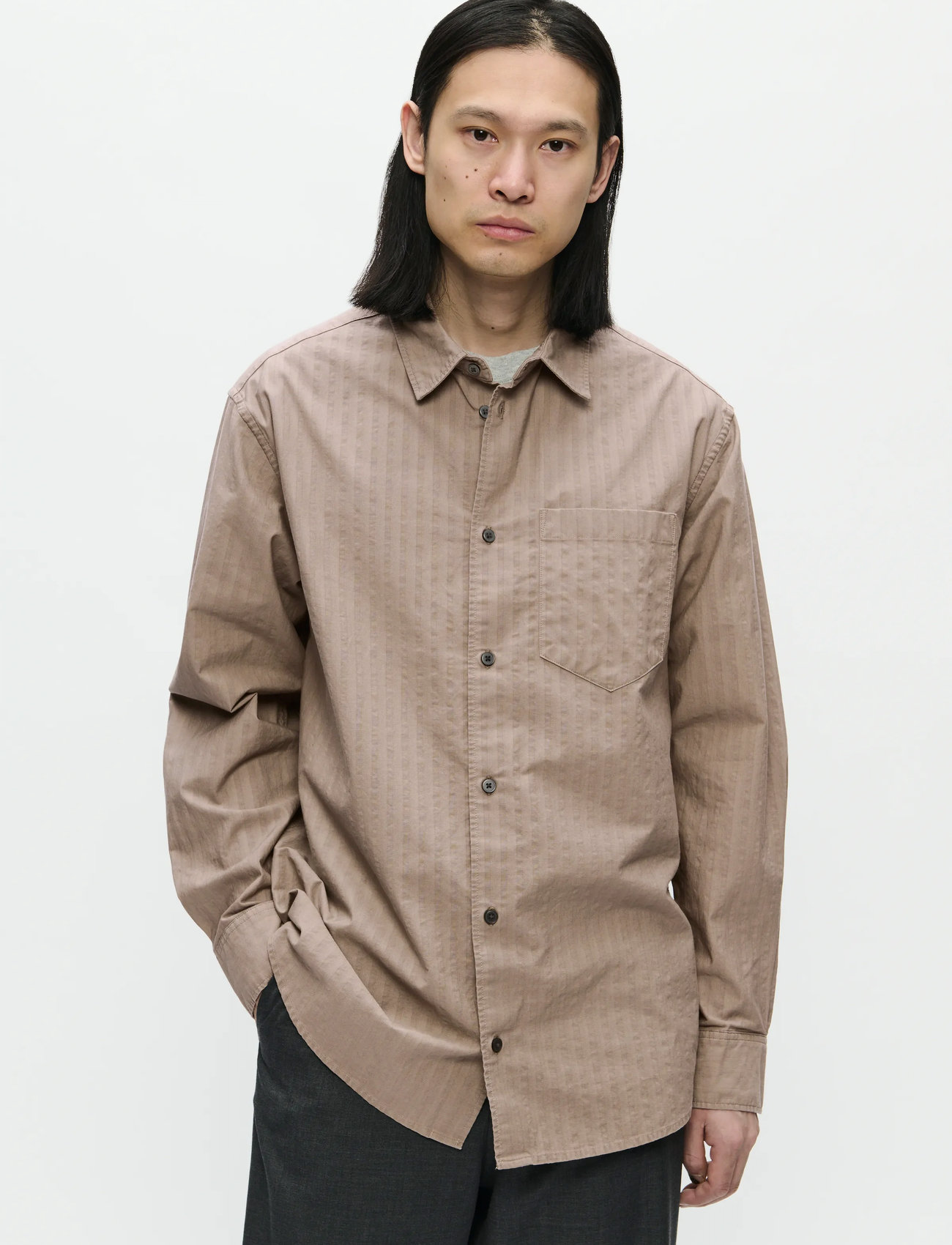 WOOD WOOD Wwnico Shirt 25201, XL, Beige, Shirts > Striped Shirts, Herre