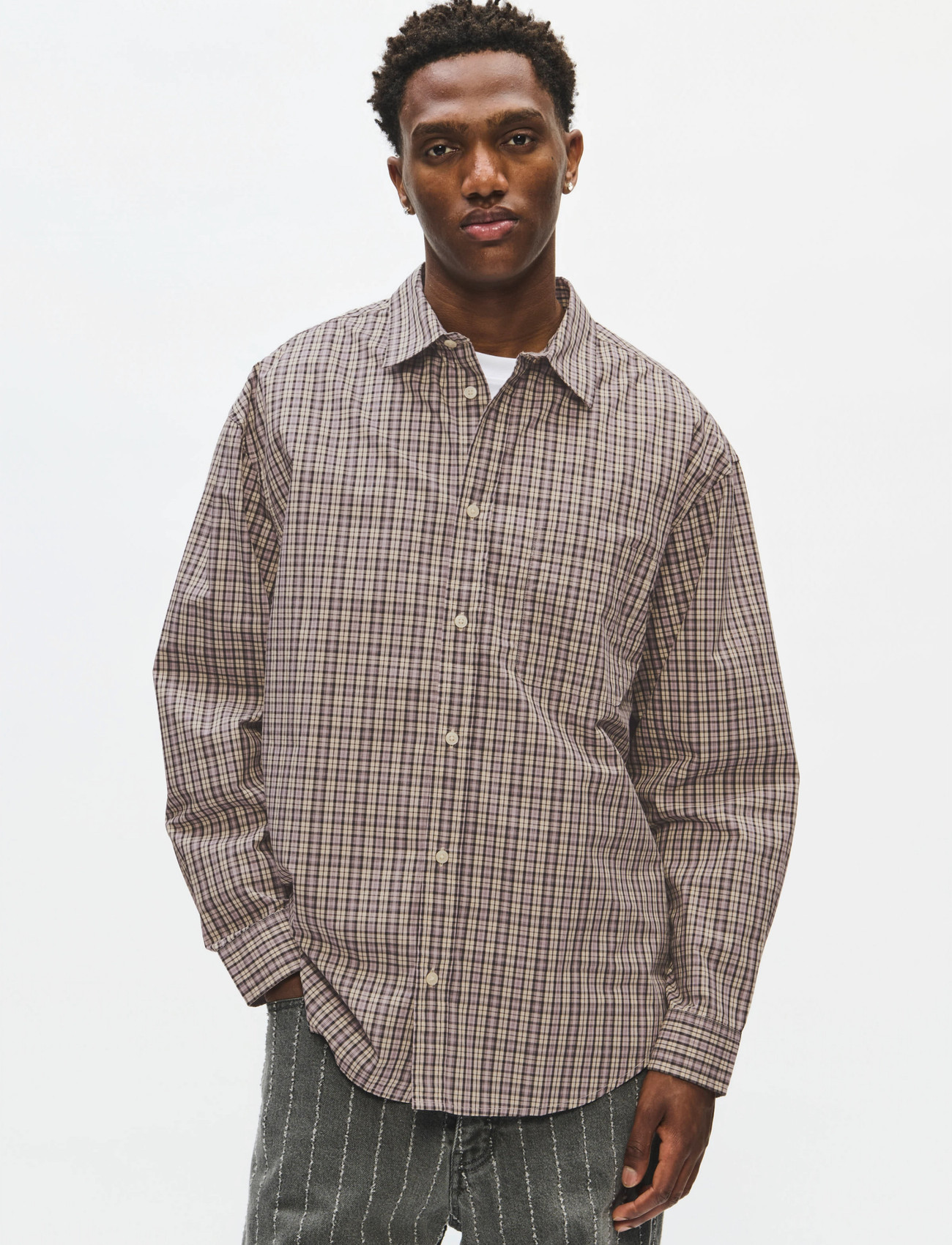 WOOD WOOD Wwcarter Shirt Check 25115, XL, Beige, Shirts > Checkered Shirt, Herre