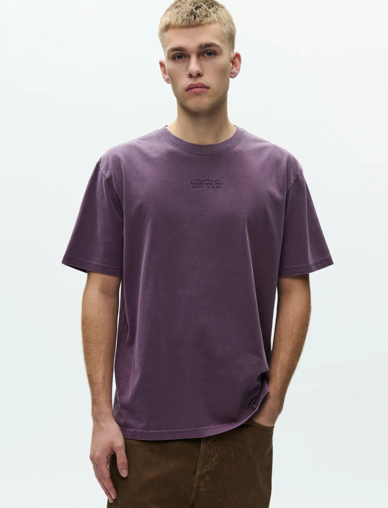 WOOD WOOD Wwoliver Tee 25207, XXL, Purple, T-Shirts > Kortærmede, Herre