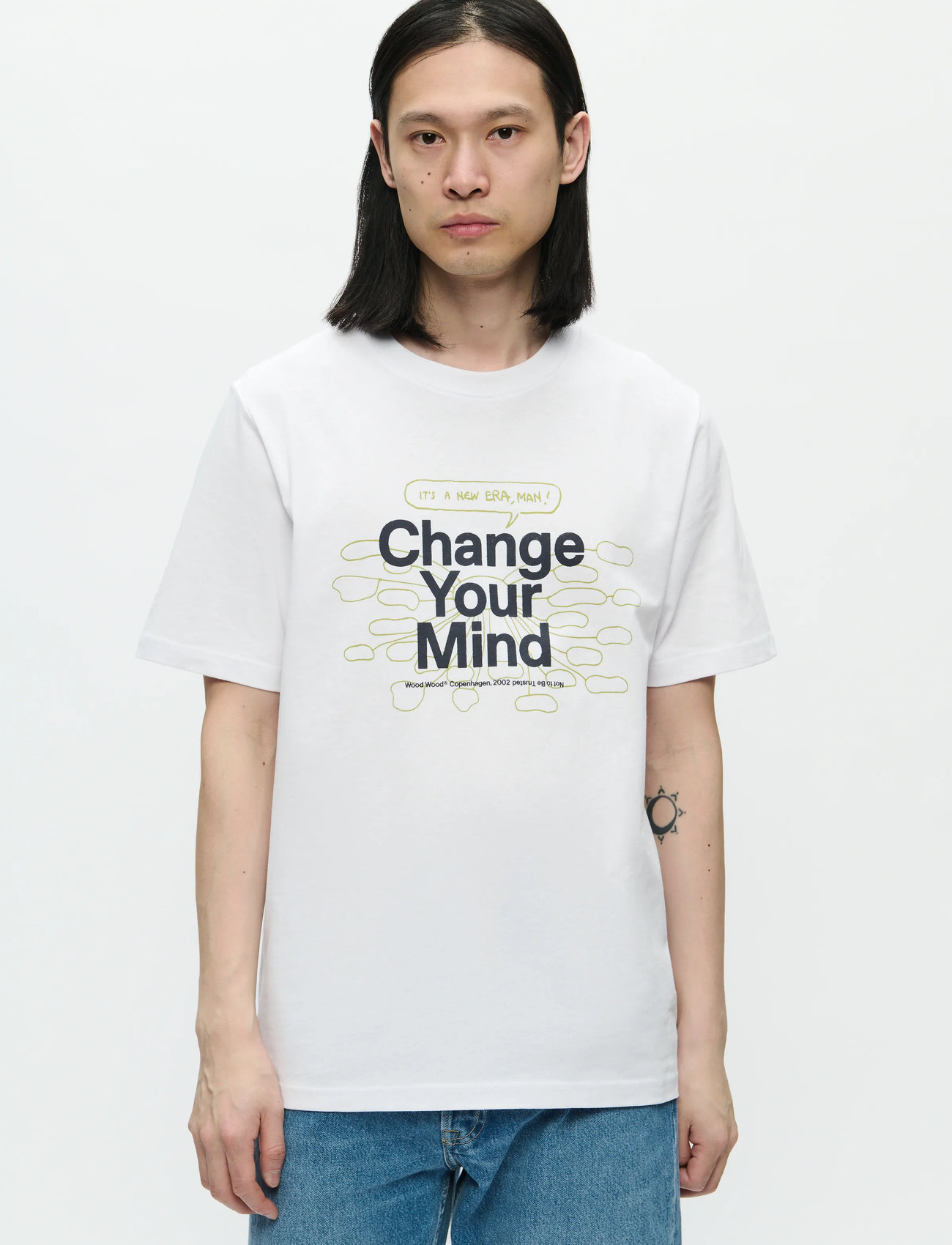 WOOD WOOD Wwbobby Tee Change 25220, L, White, T-Shirts > Kortærmede, Herre