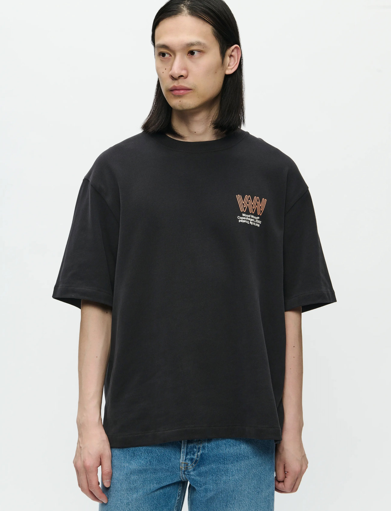 WOOD WOOD Wwgary Tee Sphere 25222, L, Black, T-Shirts > Kortærmede, Herre