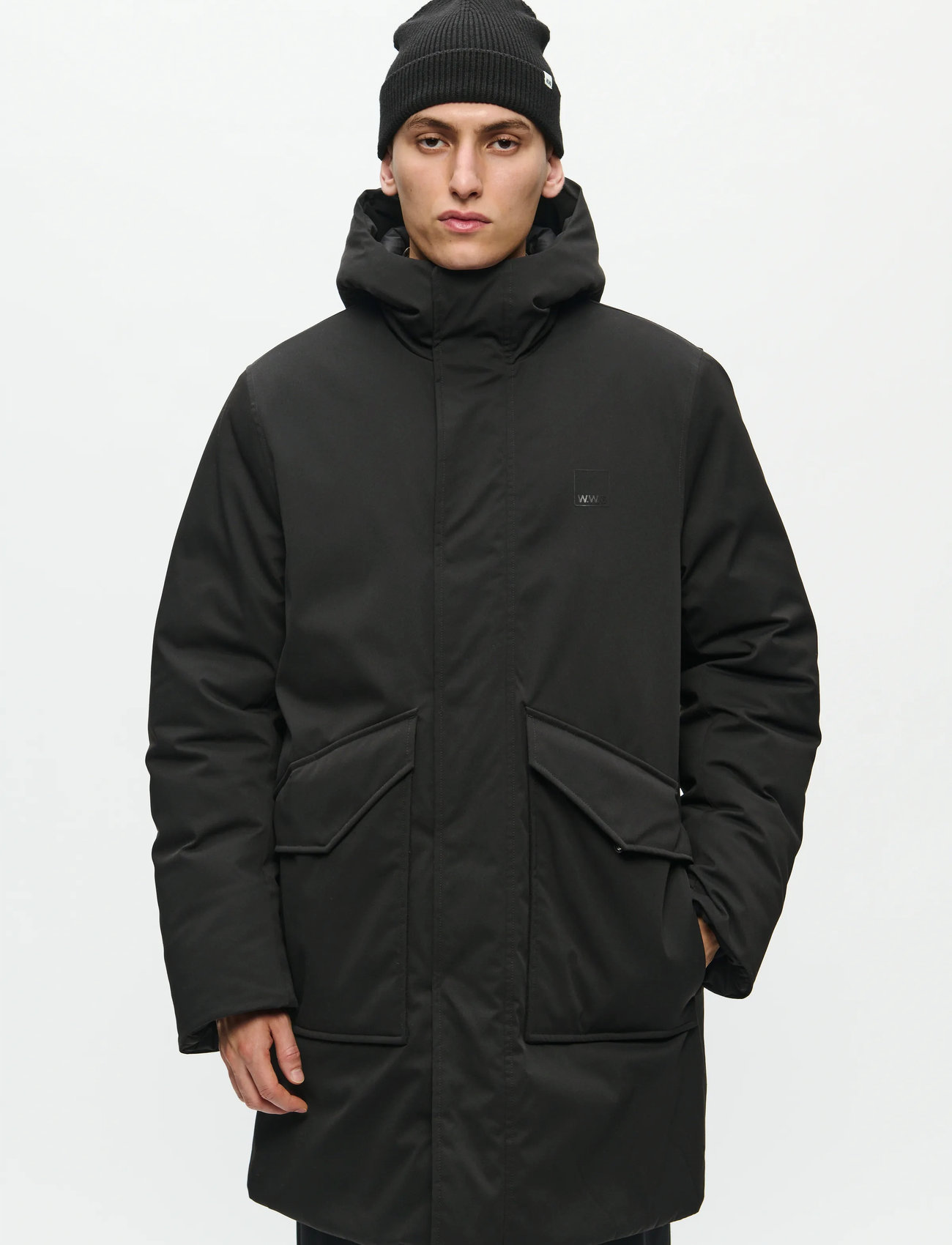 WOOD WOOD Wwhanes Parka Coat 25256, L, Black, Jakker > Parkaer, Herre