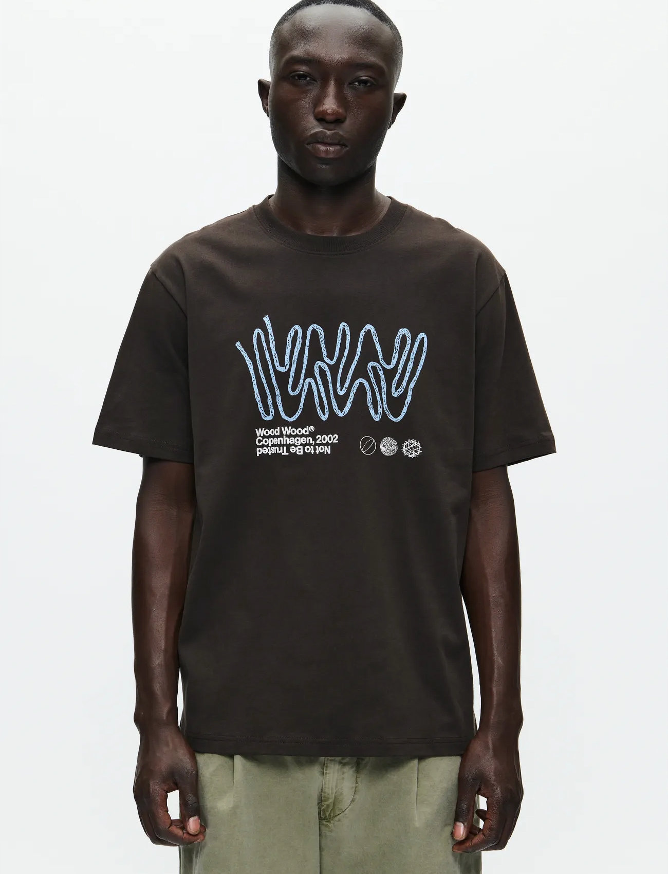 WOOD WOOD Wwoliver Tee Ropelab 25220, L, Brown, T-Shirts > Kortærmede, Herre