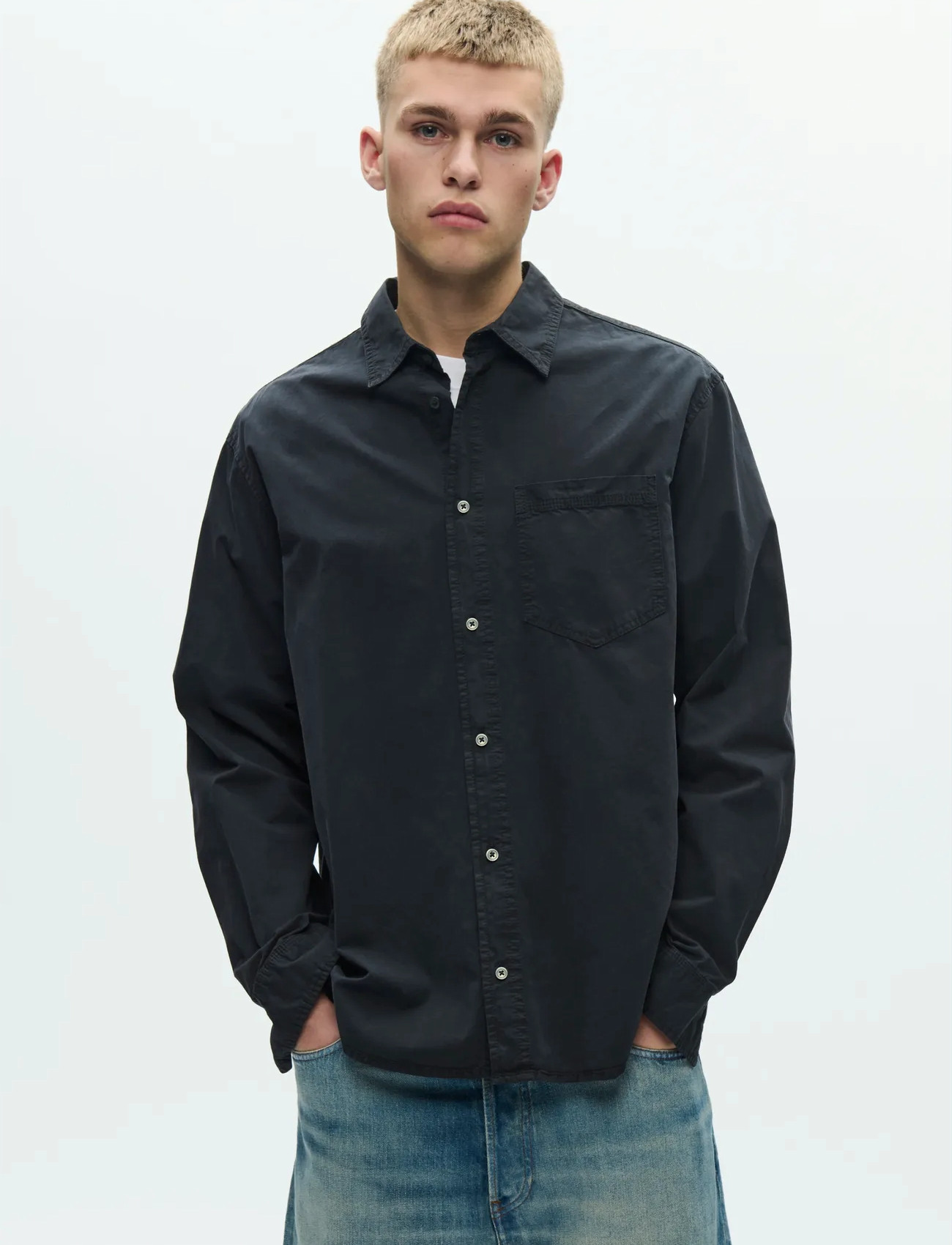WOOD WOOD Wwnico Shirt 25187, M, Black, Skjorter > Afslappet Shirts, Herre