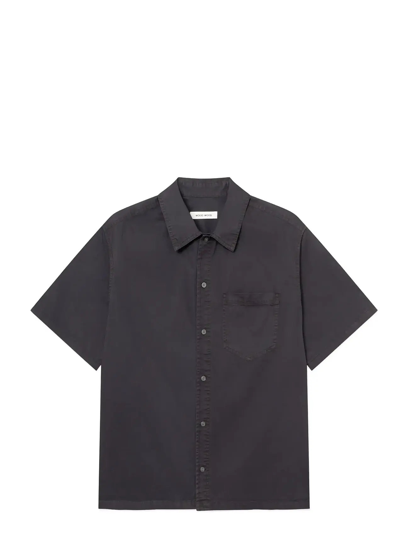 WOOD WOOD Wwnico Ss Shirt 25187, S, Black, Skjorter > Afslappet Shirts, Herre