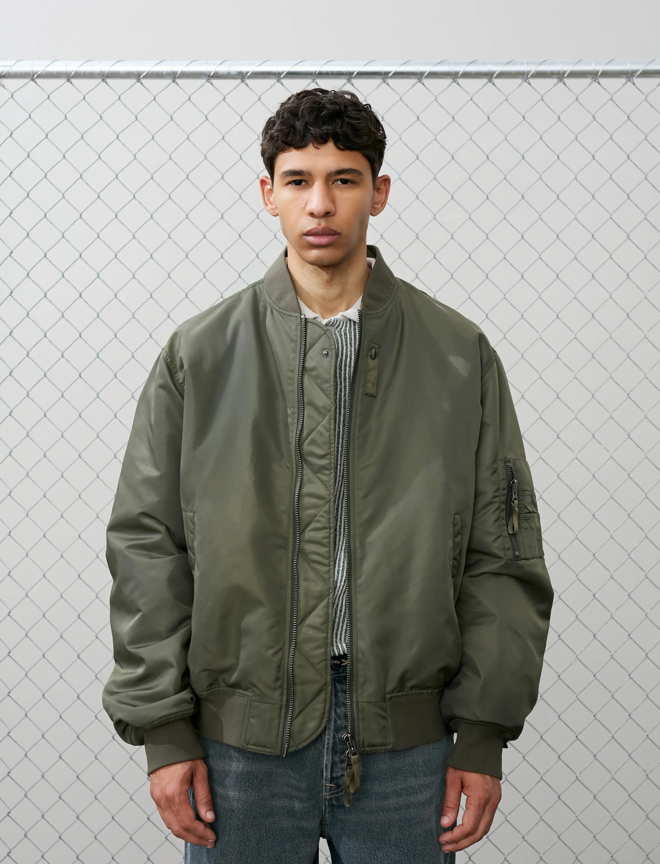 WOOD WOOD Wwpoul Bomber Jacket 25338, S, Khaki green, Jakker > Bomberjakker, Herre
