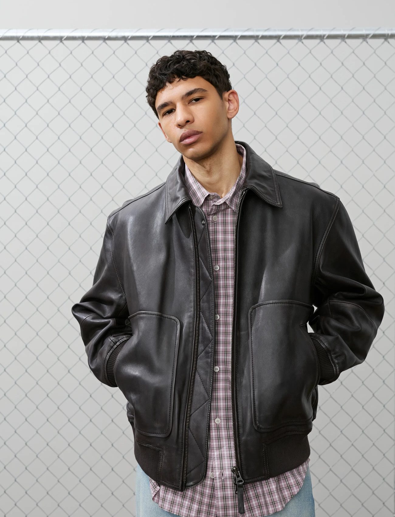 WOOD WOOD Wwkrede Bomber Jacket 25367, S, Brown, Jakker > Læder, Herre