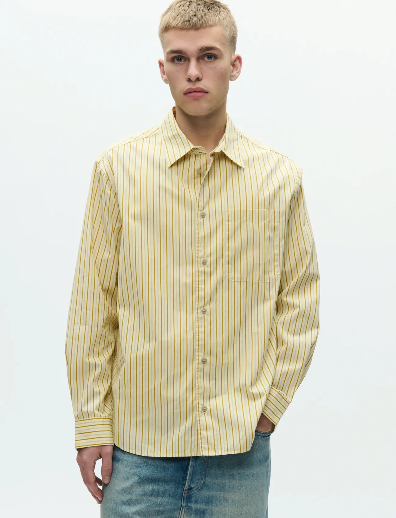 WOOD WOOD Wwnico Shirt 25115, S, Yellow, Skjorter > Afslappet Shirts, Herre