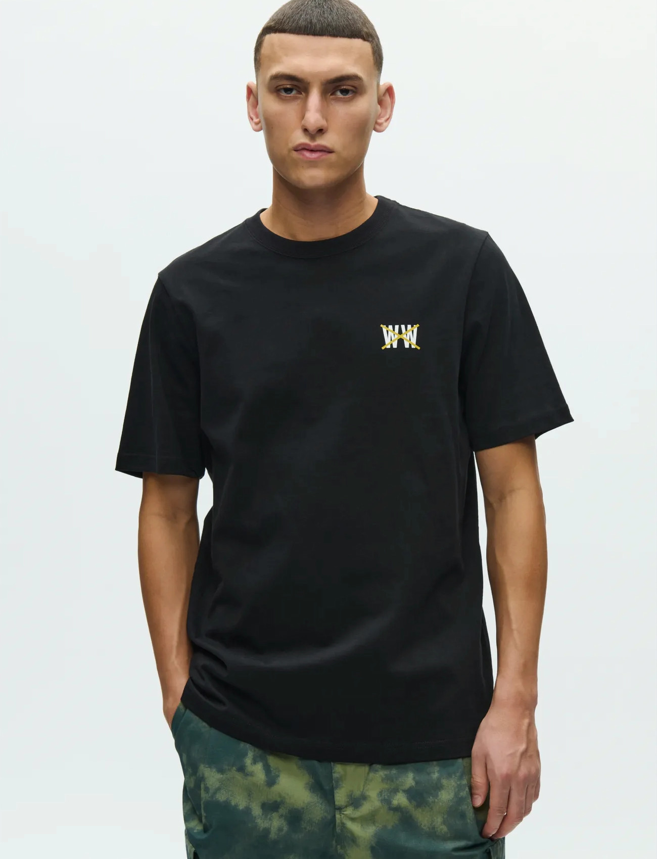 WOOD WOOD Wwbobby Tee Taxi 25388, M, Black, T-Shirts > Kortærmede, Herre