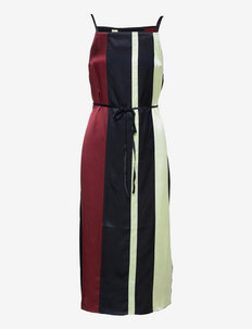 Maria satin dress - slip dresses - navy color block