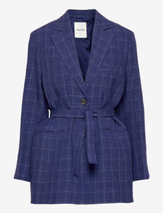 Rosa linen jacket - blazere med bælte - blue check