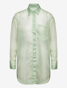 Beth crinkled shirt - langerma skyrtur - light green