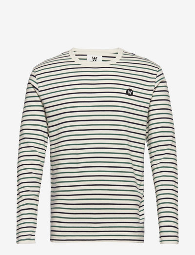 Mel stripe LS T-shirt - langærmede t-shirts - off-white/green stripes
