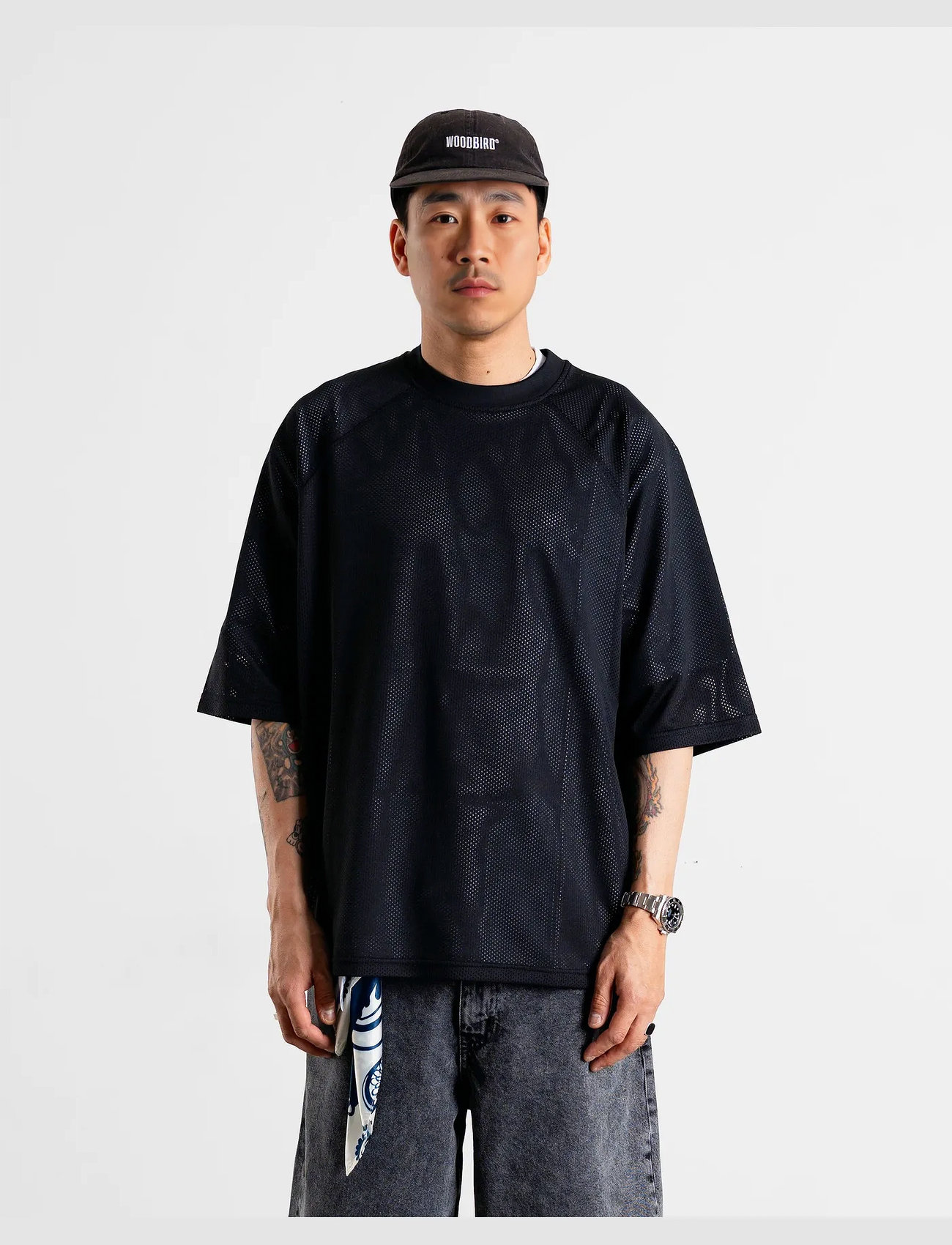 Woodbird Wbblake Mesh Tee, M, Black, T-Shirts > Kortærmede, Herre