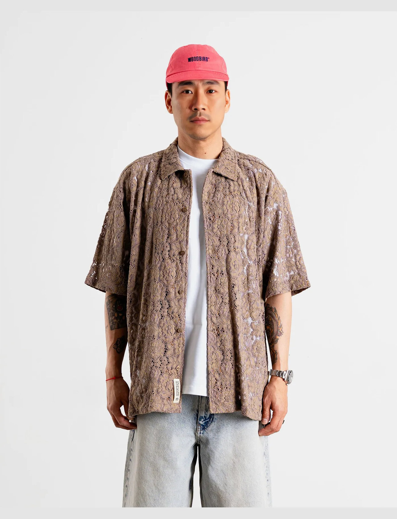Woodbird Wbbanks Flow Shirt, L, Brown, Skjorter > Kortærmede Shirts, Herre