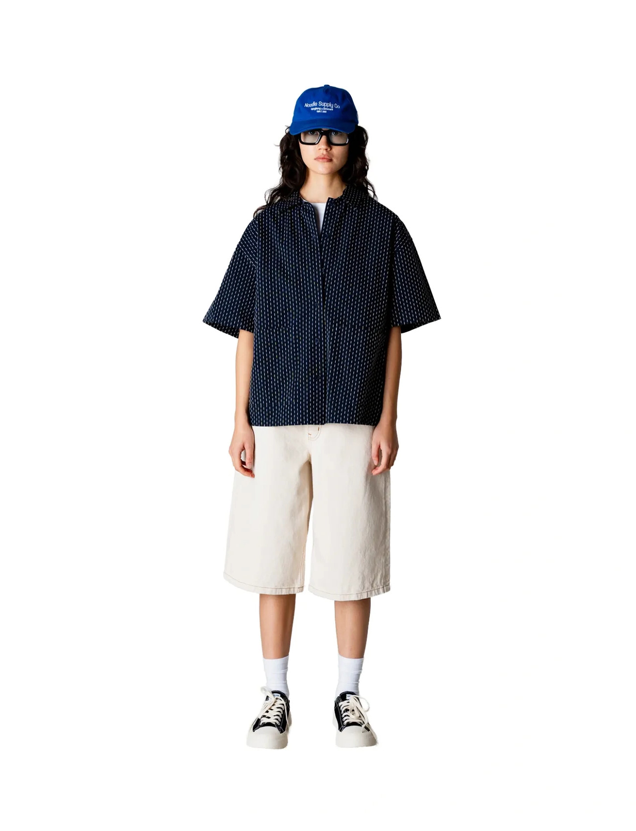 Woodbird Wbluna Shiko Shirt, M, Navy, Skjorter > Kortærmede, Dame