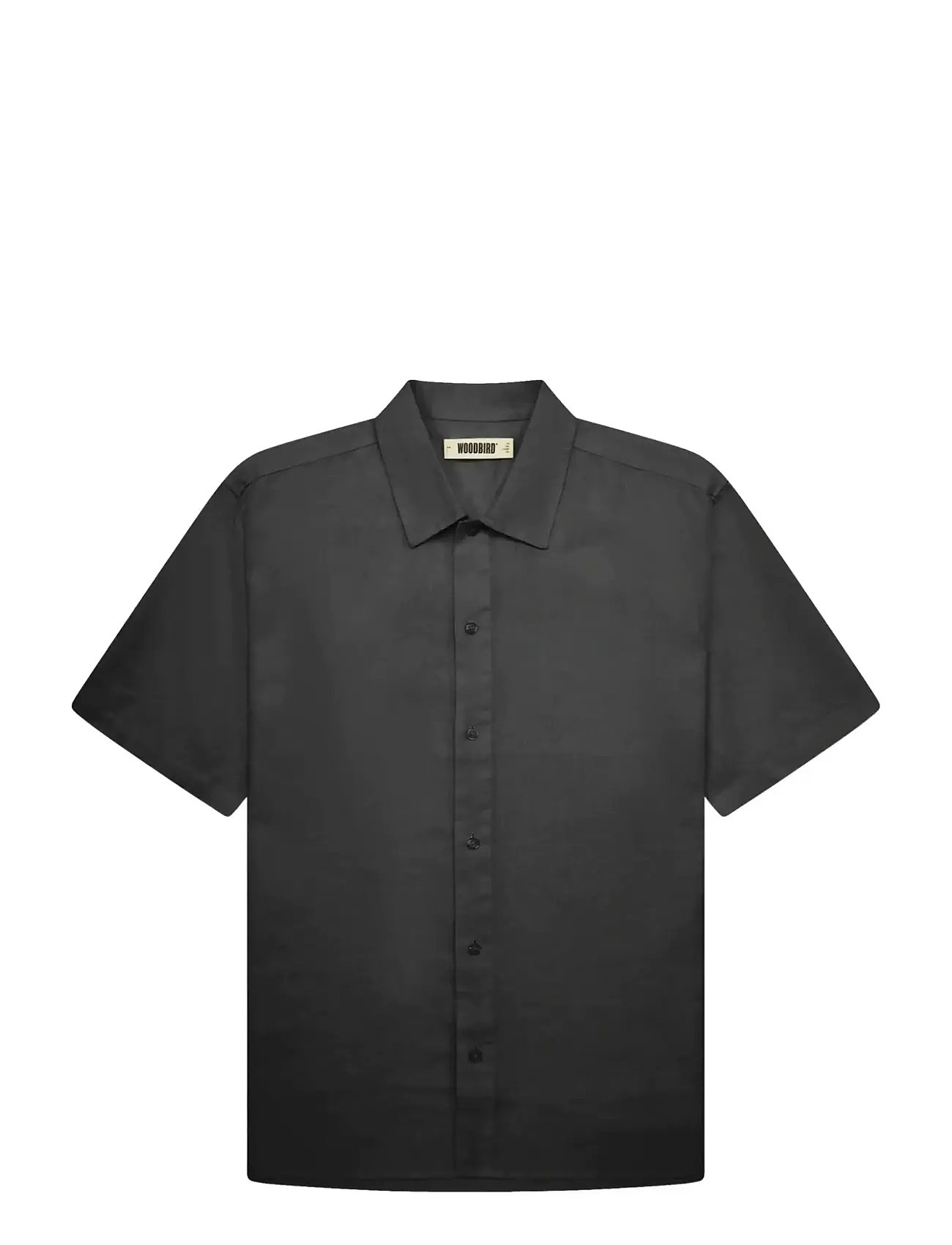 Woodbird Wbbanks Linen Shirt, S, Black, Skjorter > Kortærmede Shirts, Herre