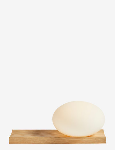 Dew table/wall lamp - wandleuchten - white opal glass shade - white pigmented oak base