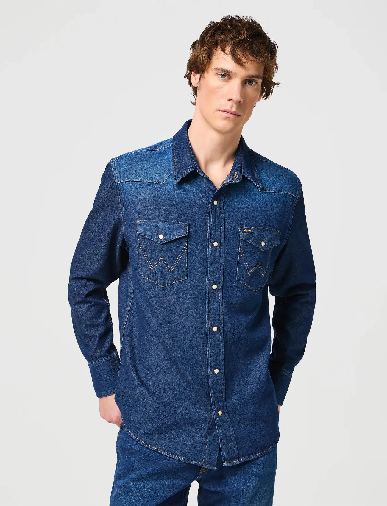 Wrangler 27Mw, XL, Blue, Skjorter > Denim-Skjorter, Herre