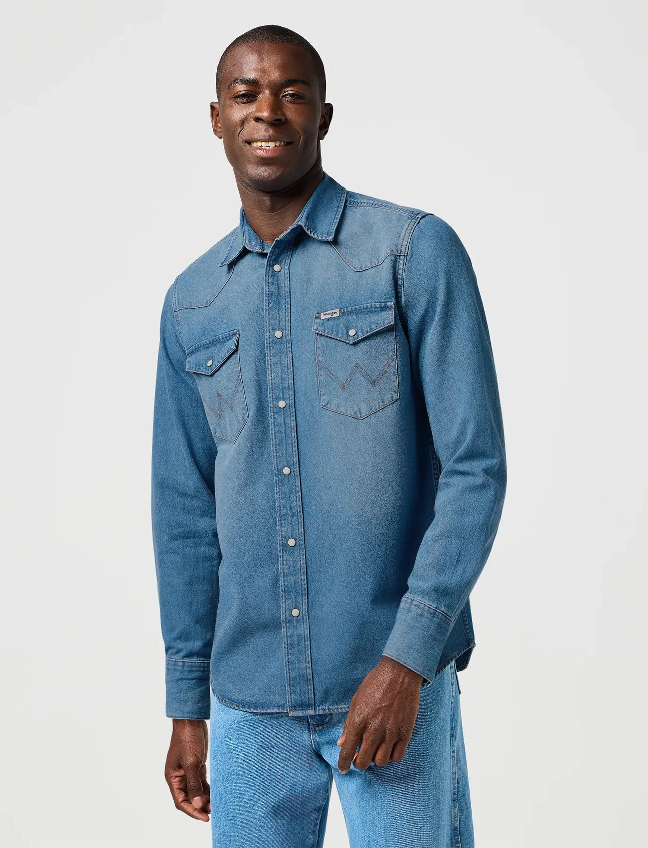 Wrangler Western Shirt, S, Blue, Skjorter > Denim-Skjorter, Herre
