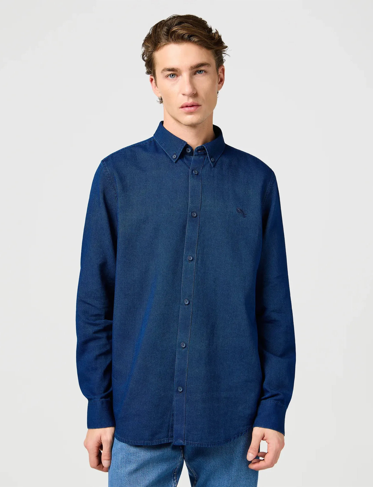 Wrangler Oxford Shirt, M, Navy, Shirts > Oxford Shirt, Herre