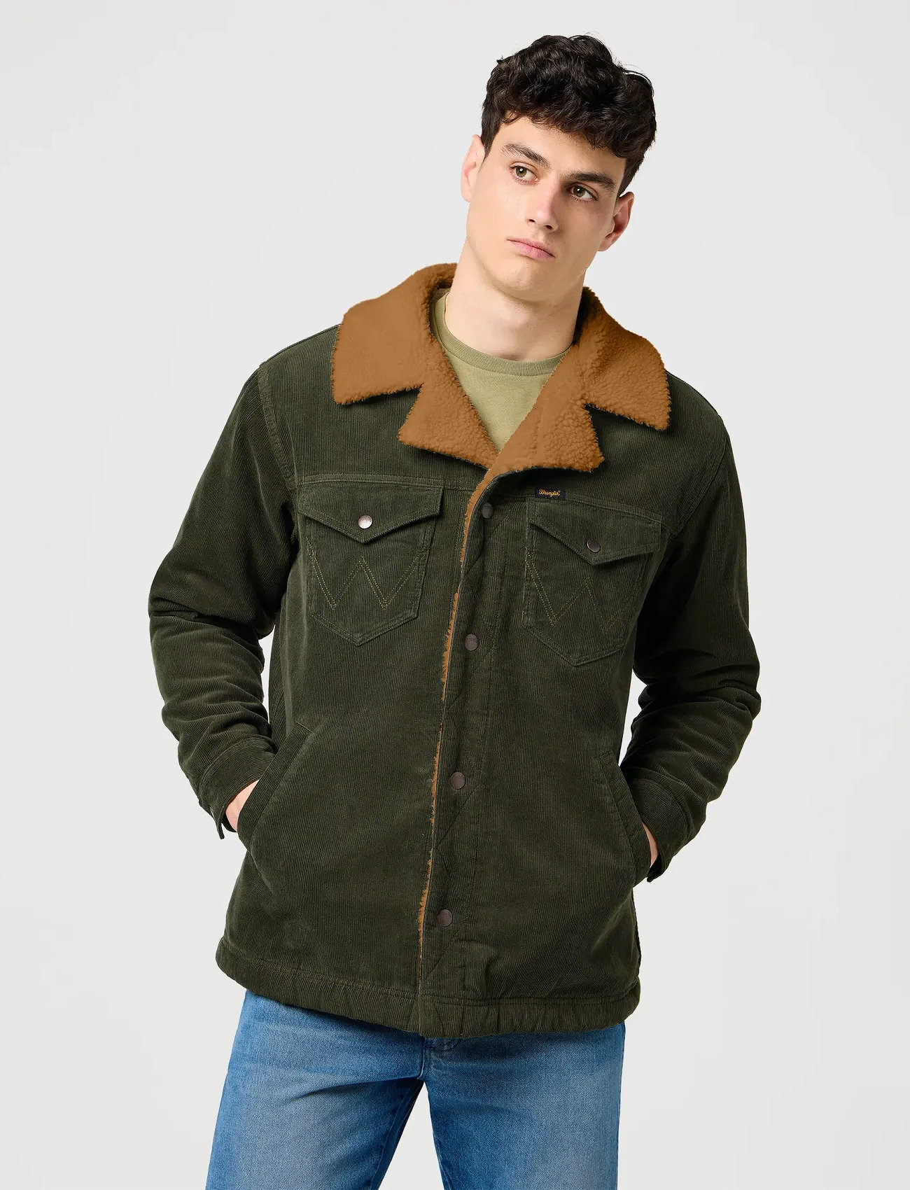 Wrangler Wrange Coat, XL, Green, Denim > Lined Denim Jackets, Herre