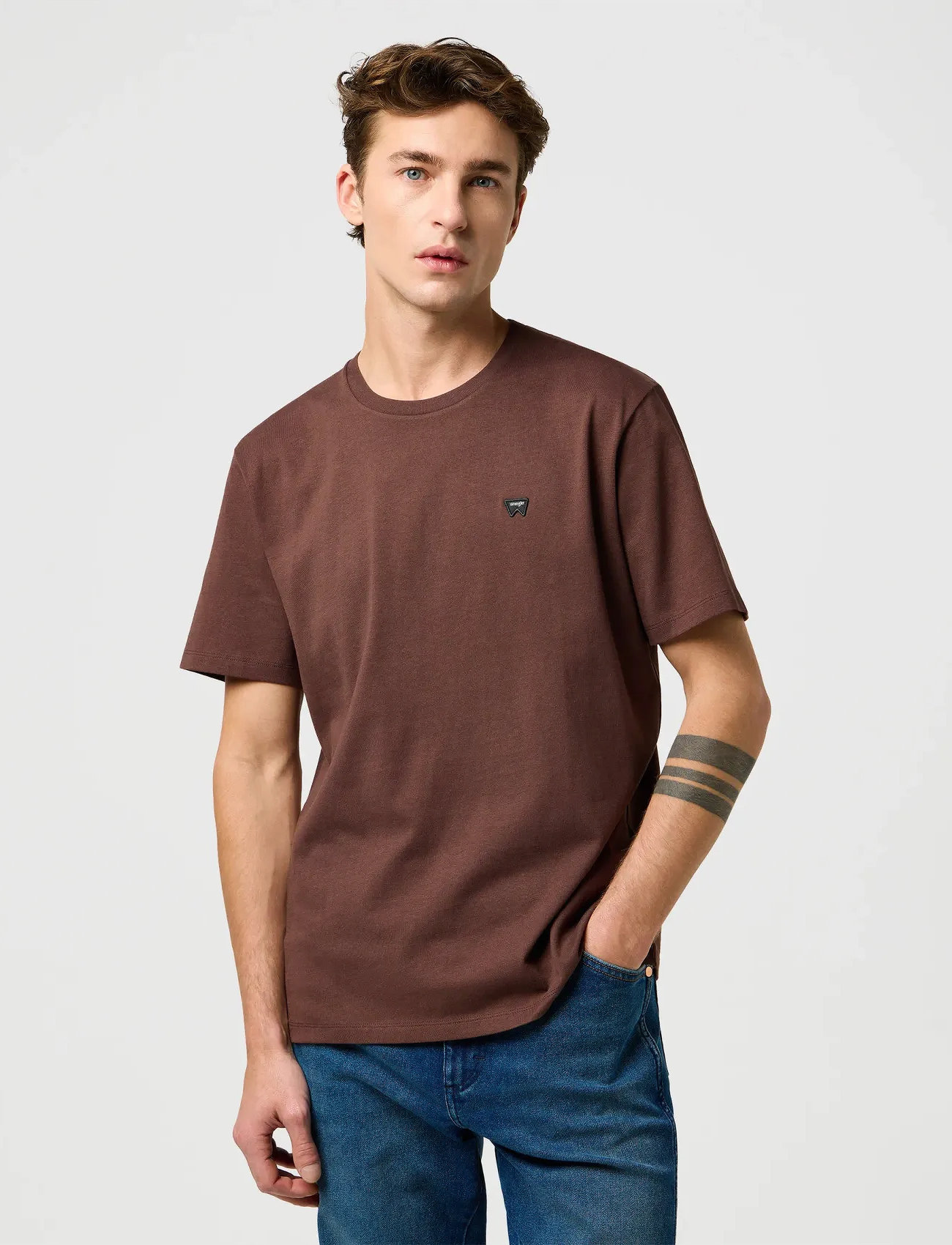 Wrangler Sign Off Tee, L, Brown, T-Shirts > Kortærmede, Herre