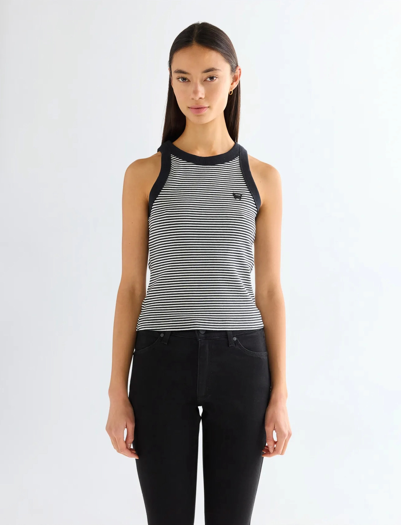 Wrangler Ringer Tank, XL x 00, White, Crop Overdele > Crop Overdele Uden Ærmer, Dame
