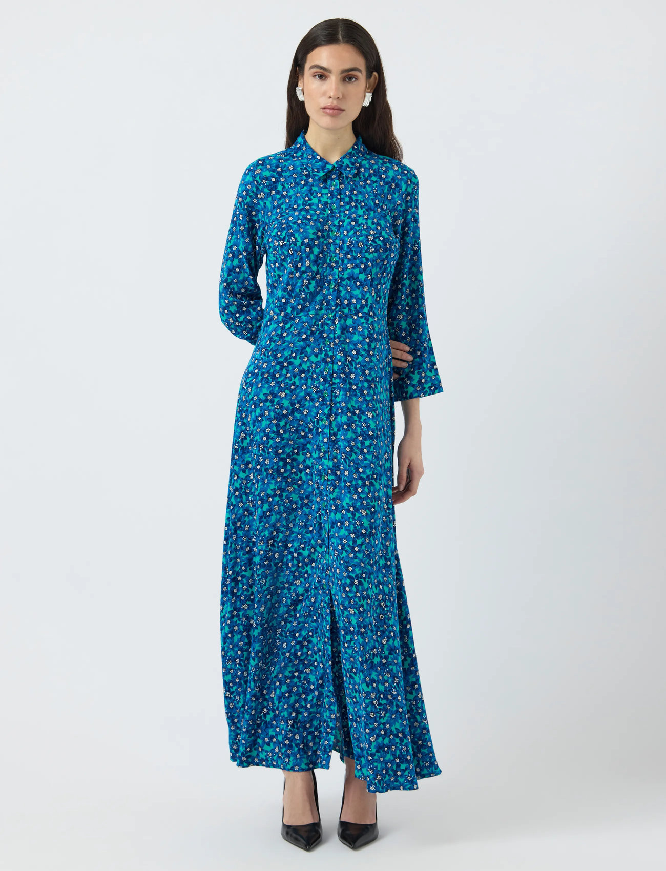 YAS savanna Long Shirt Dress S. Noos, M, Dresses, Blau - Maxi Dress, Frauen
