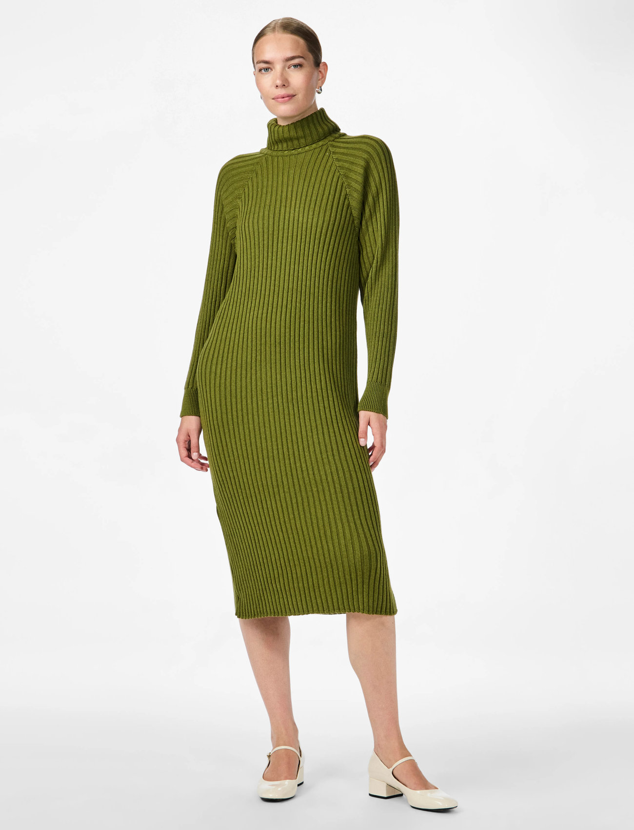 YAS Yasmavi Knit Midi Rollneck Dress Noos, L, Green, Kjoler > Knælange Og Midi, Dame