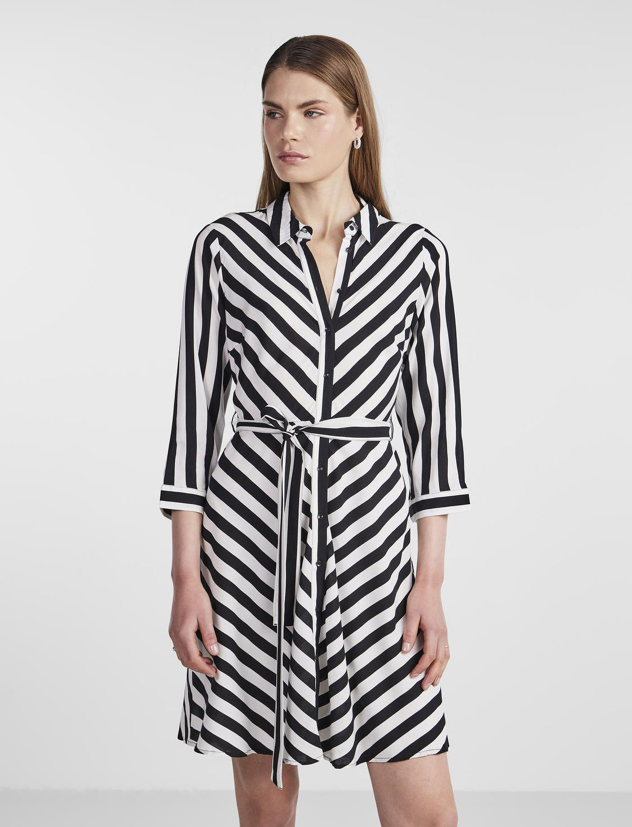 YAS savanna 3/4 Short Shirt Dress S. Noos, M, Dresses, Schwarz - Knee-length & Midi, Frauen
