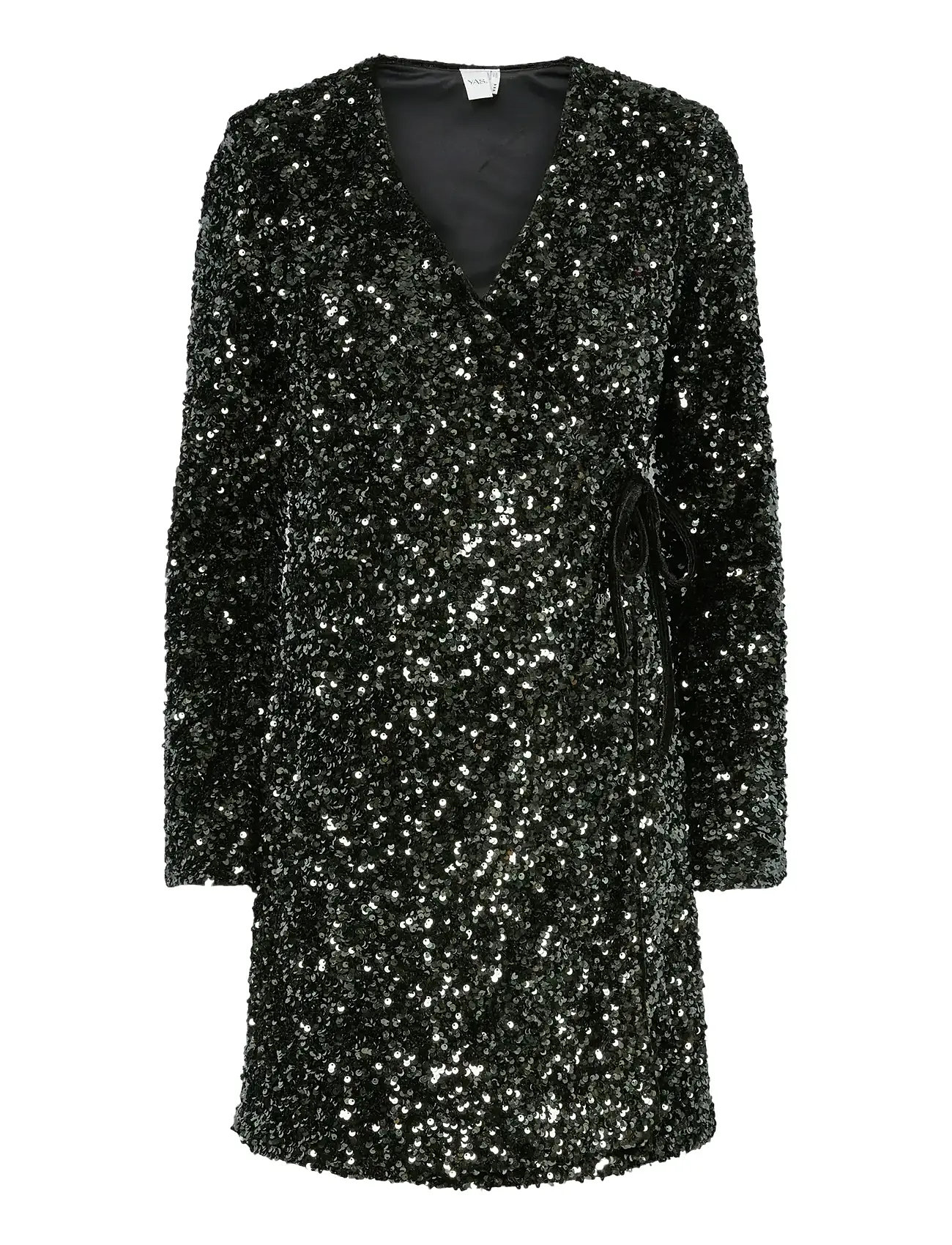YAS Yaselle Ls Wrap Kleid - Show Schwarz - L - Damen